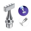 Stainless steel screw-on vacuum diamond painting pen replacement tips with a nozzle and a flat tip shown in detail