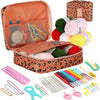 A set of 59 crochet needles and yarn with an organizer case and various tools for beginners.