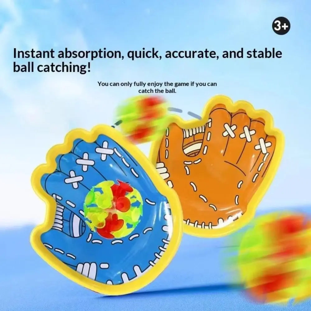 Cartoon Suction Cup Catch & Throw Racket Toy Set with Glowing Ball