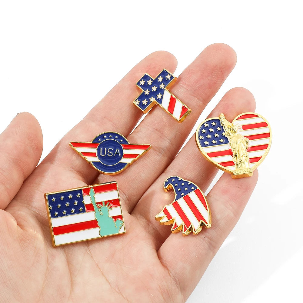 American Flag Cross Enamel Brooch Pin