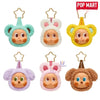 A collection of Pop Mart earbud case covers featuring various animal faces and colors.