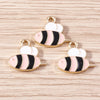 Gold Enamel Honeybee Charms for Jewelry Making (Set of 10)