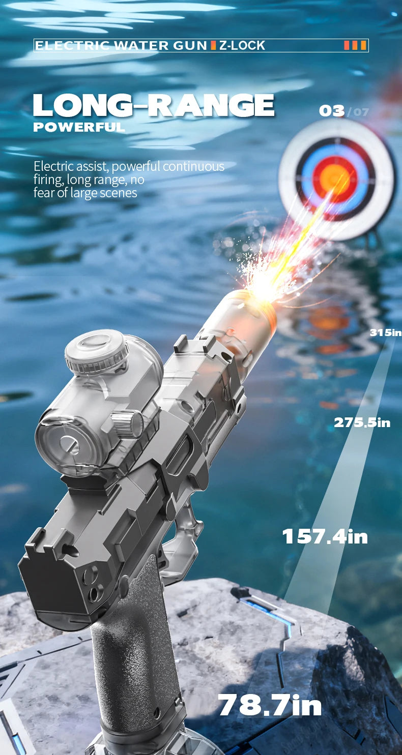Electric Water Gun with Recoil Effect & Sensor Lights