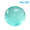 A translucent blue squishy stress relief ball made of coconut oil.