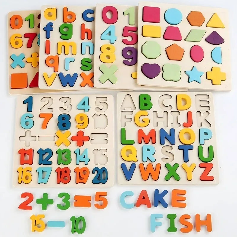 Wooden Montessori Number Puzzle & Sorting Toy