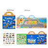 A set of reusable cartoon sticker books for kids featuring various traffic scenes and vehicles.