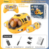 Bateau à spray électrique jaune avec accessoires et boîte d'information produit.
