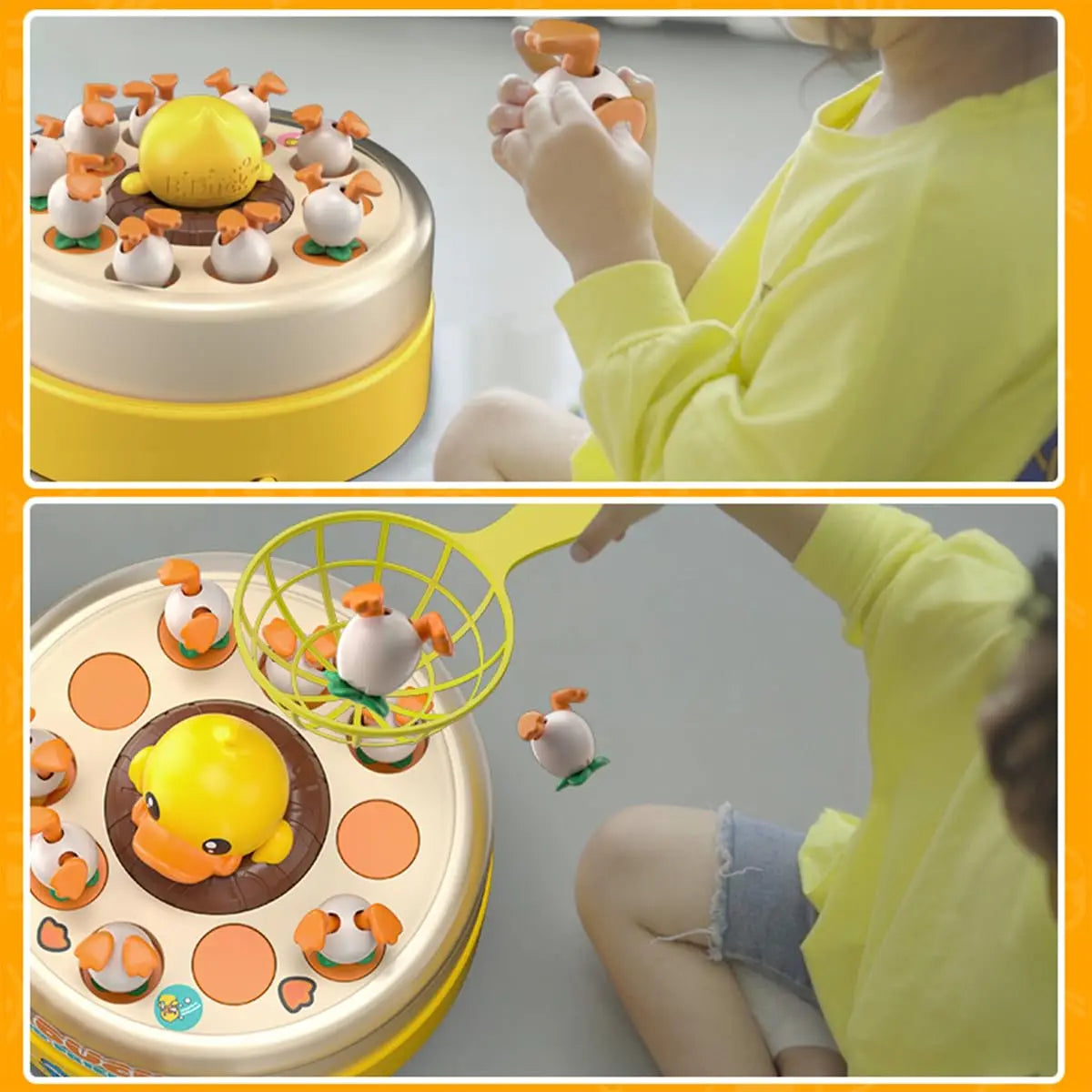 Musical Frog Catching Game with Turntable and Nets