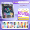 A set of 72 dual-headed two-color marker pens with metallic glitter finish packaged in a clear plastic case.