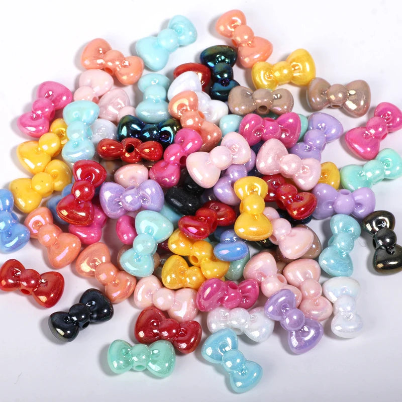 Colorful UV Bowtie Acrylic Beads for Jewelry Making (50-Pack)