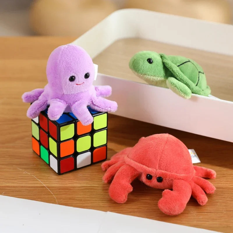 Adorable Mini Plush Finger Puppet Set – Parrot, Peacock, Shark & Octopus