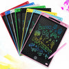 A stack of colorful 8.5-inch LCD writing tablets for kids with stylus pens.
