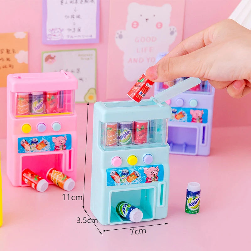 Kids Interactive Vending Machine Toy with Mini Drinks and Coins