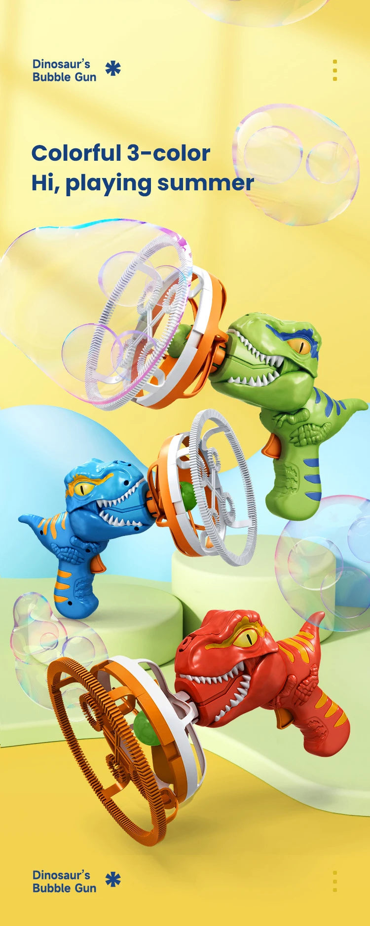 Dinosaur Bubble Gun – Automatic Light-Up Bubble Blower for Kids