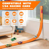 Orange flexible car racing track with suction cups for diecast toy cars and trucks