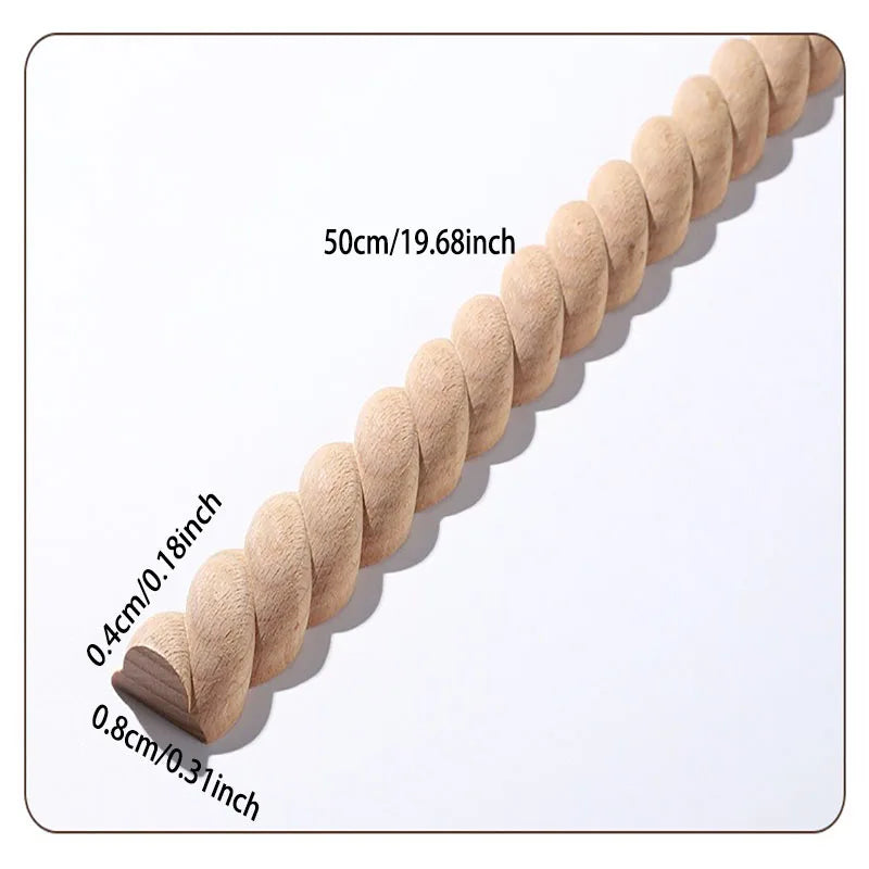 A long, curved vintage wood carved applique piece measuring 50cm and featuring a 0.4cm thickness.