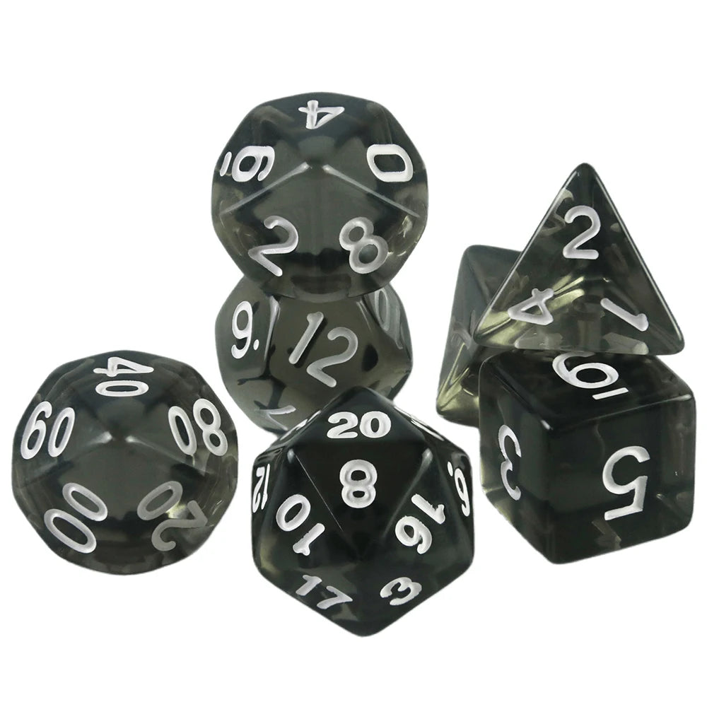 Crystal Clear Polyhedral Dice Set for Tabletop RPGs