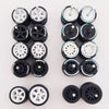 1/64 Scale Alloy Car Wheels with Rubber Tires - 10 Sets