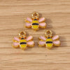 Gold Enamel Honeybee Charms for Jewelry Making (Set of 10)
