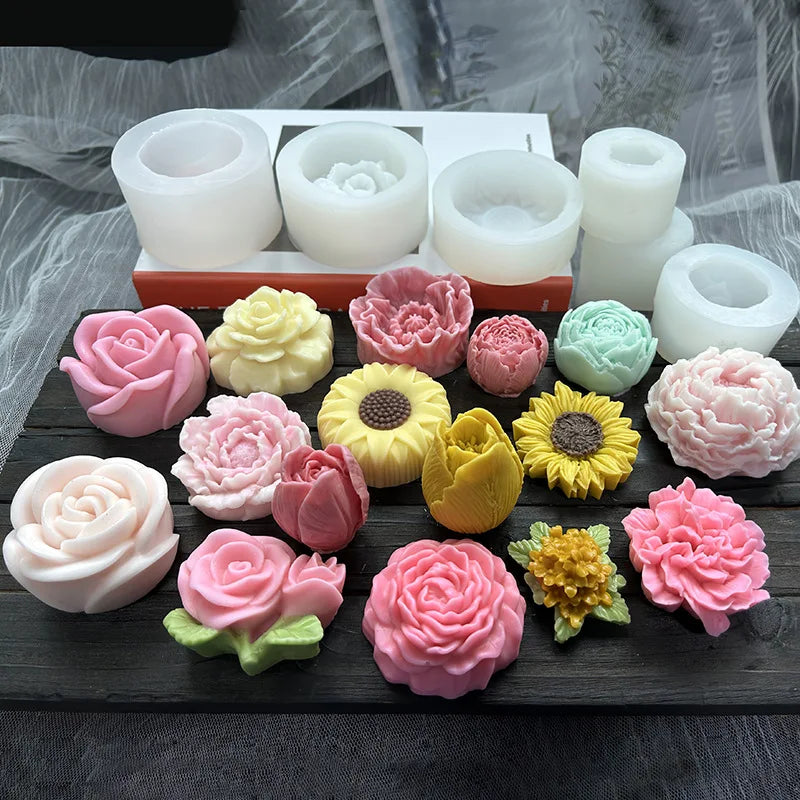 Rose & Peony Silicone Mold for Candle, Soap, and Resin Crafting