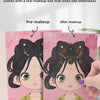 A set of makeup looks featuring purple gold, sunset milk orange, and ice blue sweet and spicy, presented on cards.