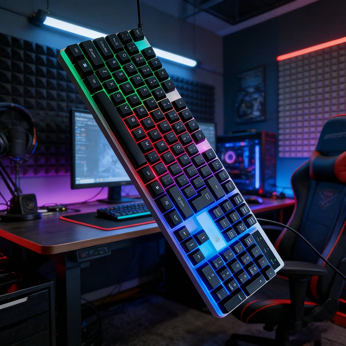 RGB Backlit Wired Keyboard with Mechanical Feel
