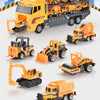 A set of two in one alloy container truck and a cargo truck diecast construction vehicle playset.