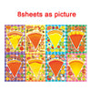 Eight sheets of colorful pizza-themed stickers arranged in a grid pattern.