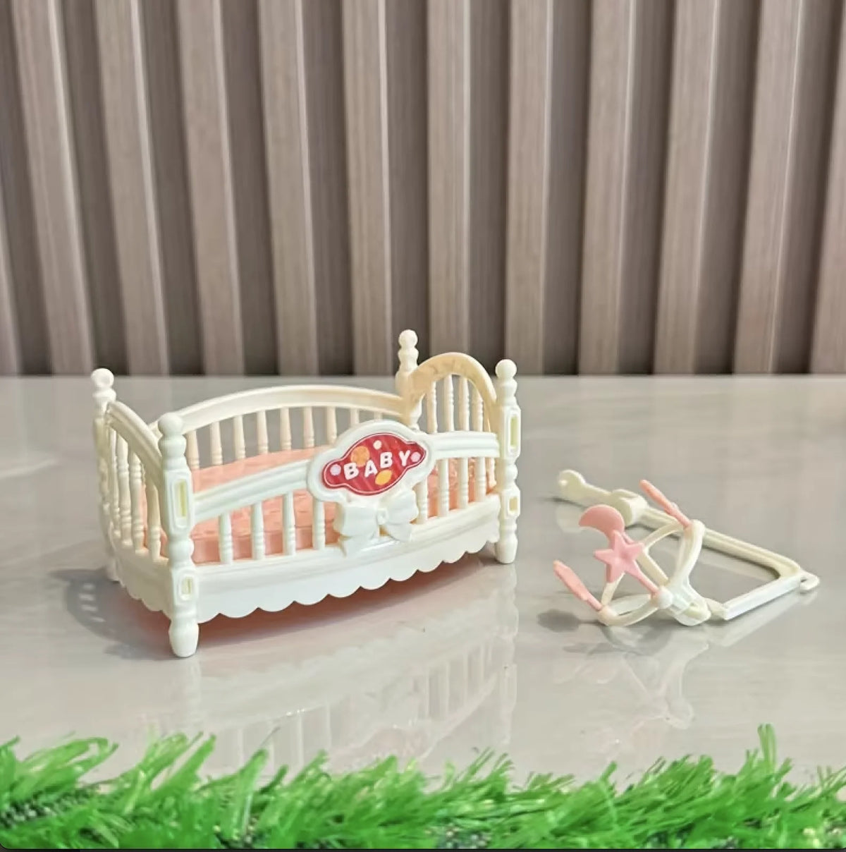 Miniature Dollhouse Cradle Bed with Charming Design