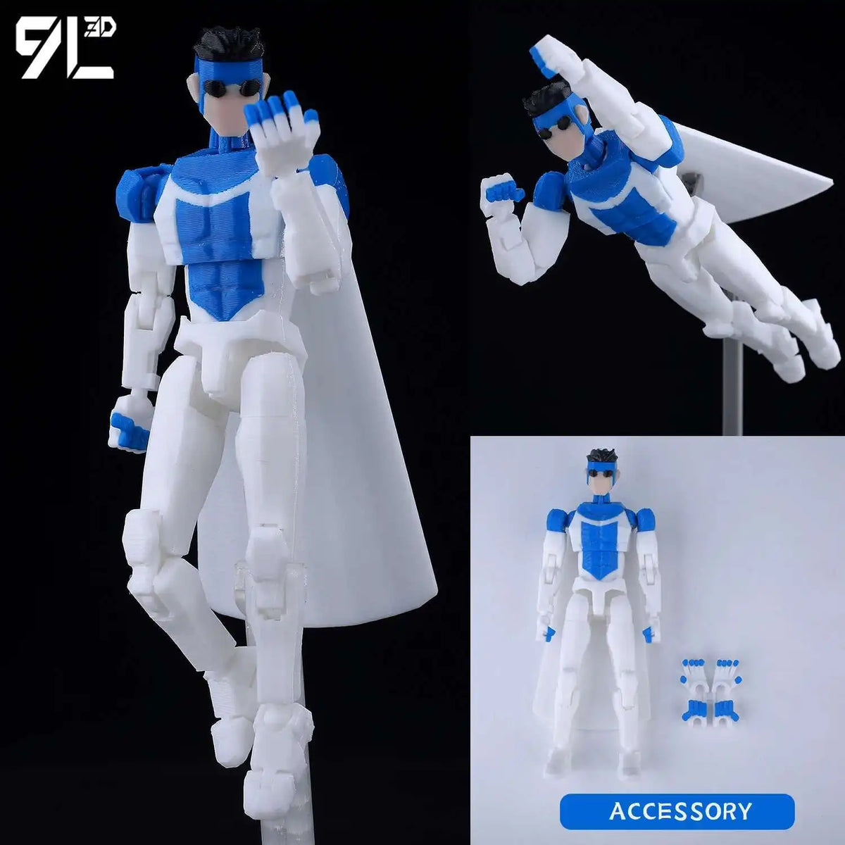 A fully articulated action figure of Jujutsu Kaisen Yuji Itadori, 14cm tall, in blue and white attire.