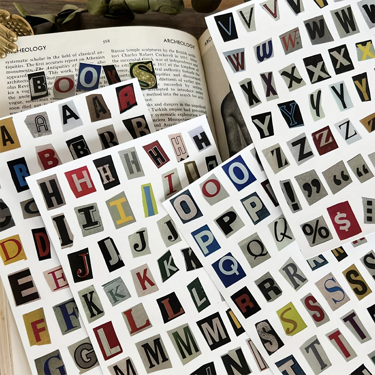 Vintage Alphabet Letter Stickers for Scrapbooking and Journaling