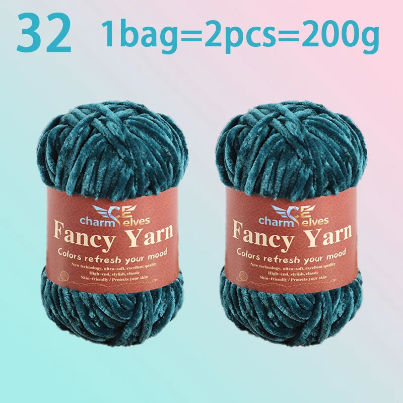 Chenille Velvet Yarn 2-Pack – Soft & Warm for Knitting and Crochet