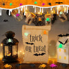 A collection of realistic fake spiders for Halloween decor, including spiders and bats, displayed on a wooden sign.