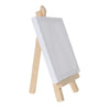 A mini wooden easel with a white canvas board for kids' art projects.
