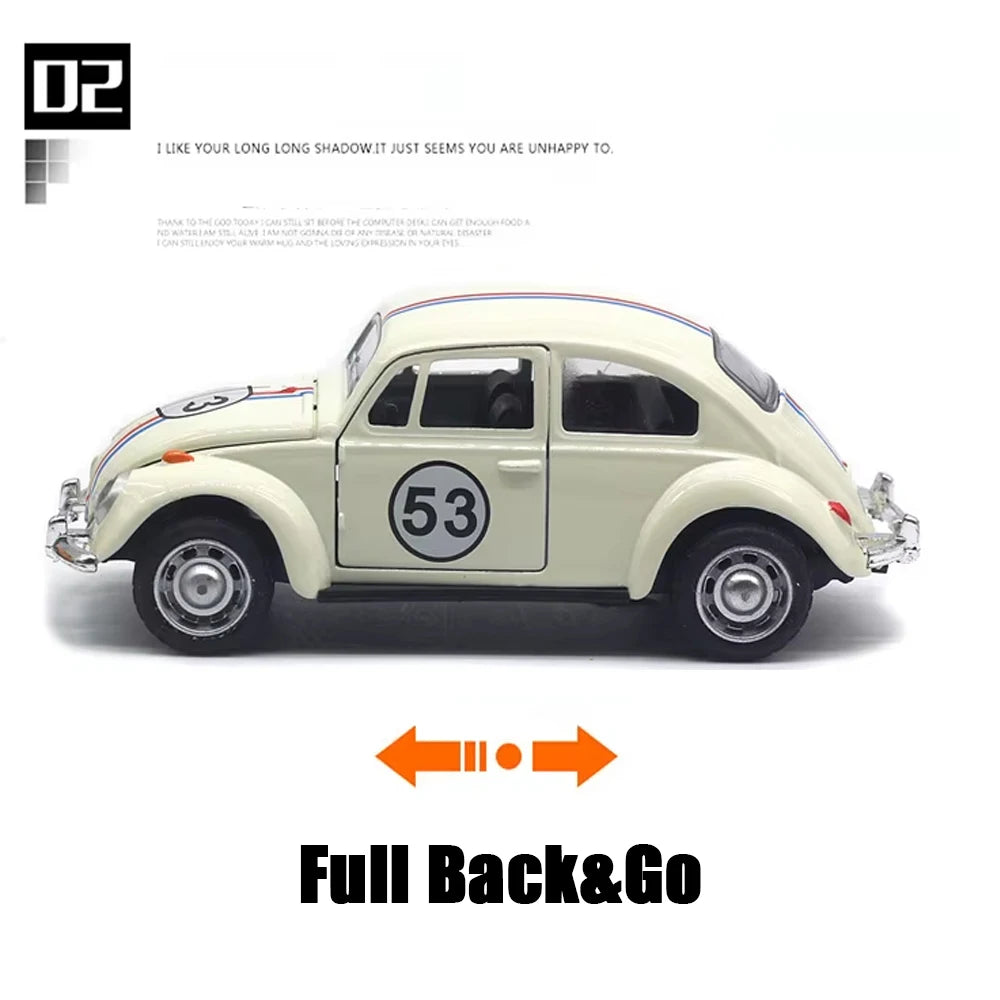 Classic Volkswagen Beetle Die-Cast Model Car with Pull-Back Action