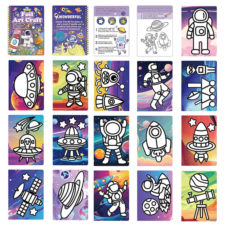 Kids Foil Art Activity Set with Coloring Book