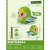 A set of DIY cute birds building blocks featuring a green parrot with yellow accents and blue details.