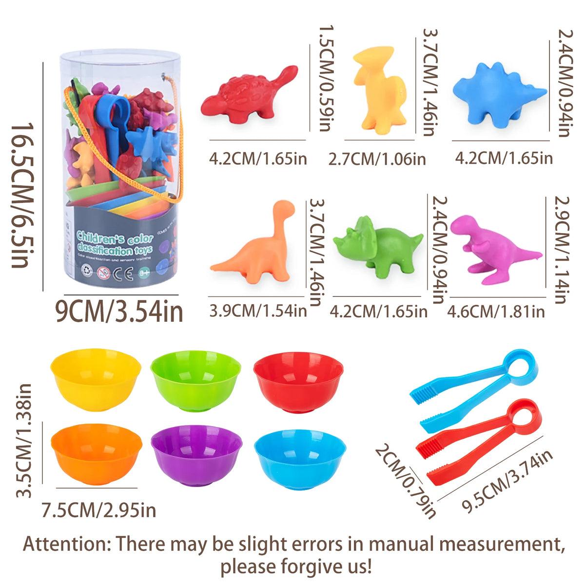 A set of colorful counting animal toys and sorting bowls for early math and color learning.