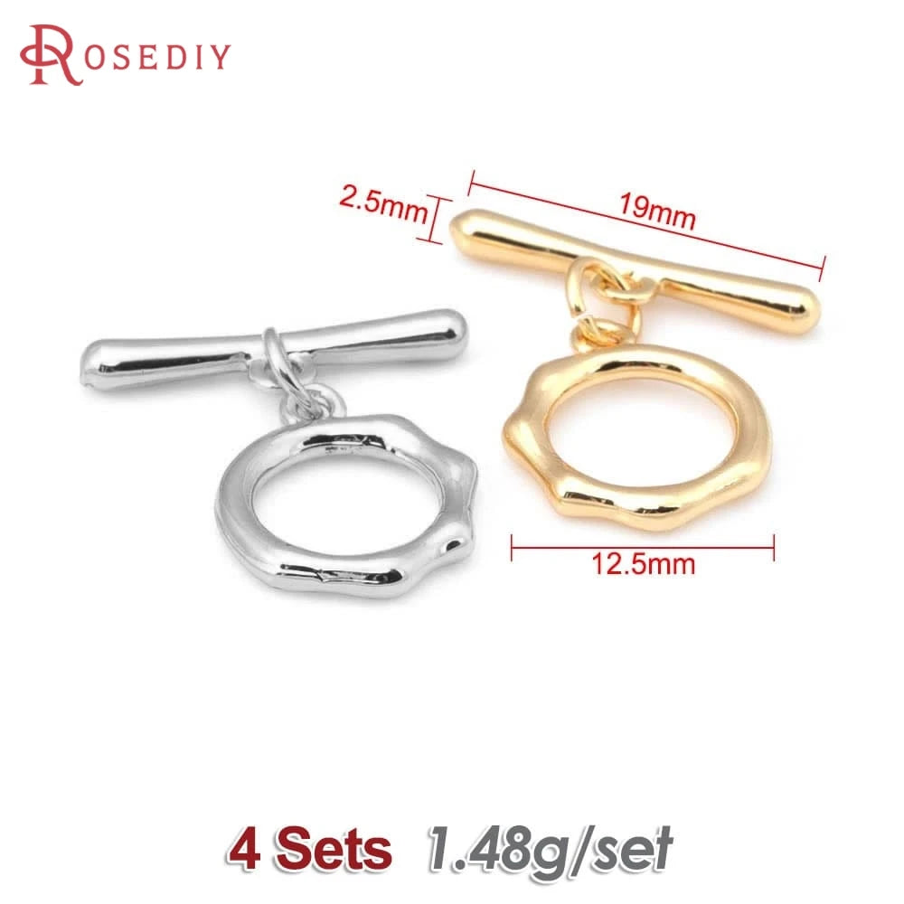 Four sets of 18K gold round O-toggle clasps for bracelets and jewelry making