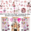 A collection of waterproof makeup-themed cup wraps and stickers for 16oz Libbey glasses.
