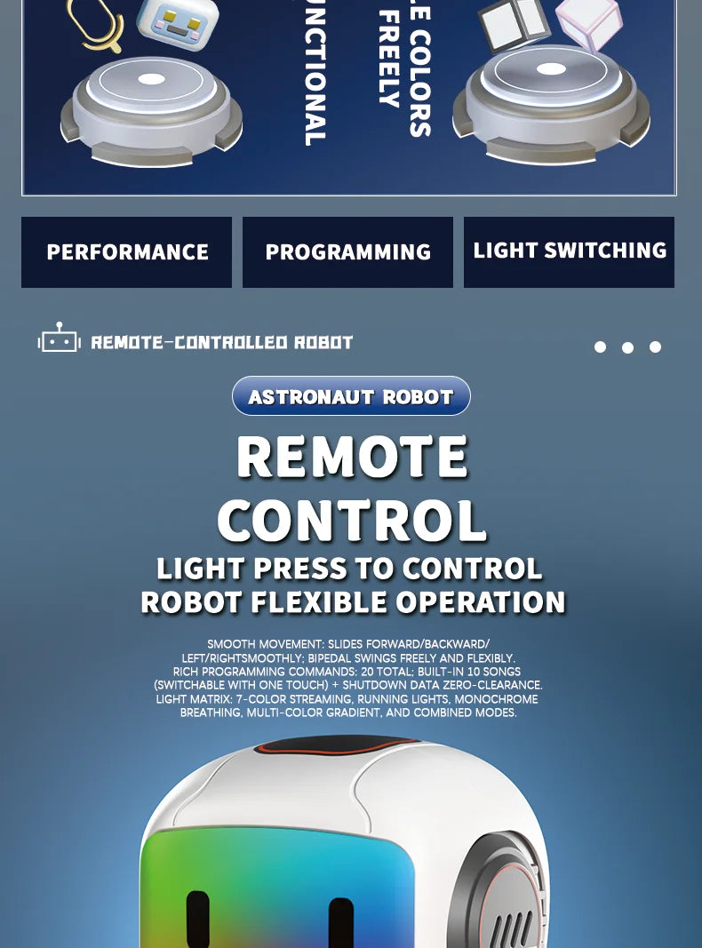 Interactive Remote Control Robot with Lights, Music & Recording
