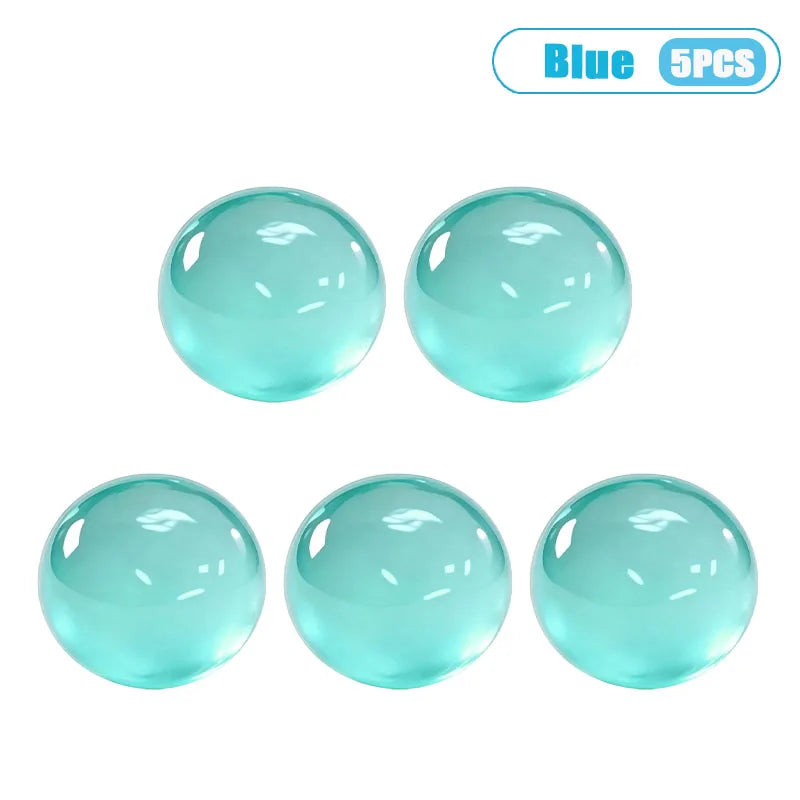 Five clear blue silicone stress relief balls for massage and relaxation