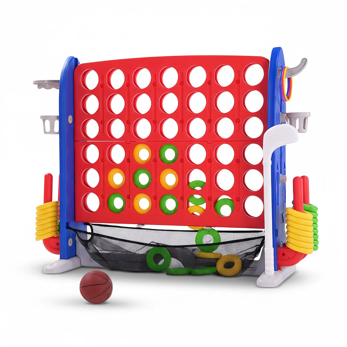 4-in-1 Giant Outdoor Game Set with Basketball Hoop & Ring Toss