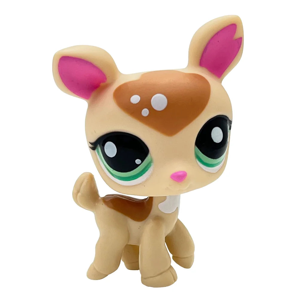 A charming bobble head pet figurine with light tan fur, pink inner ears, and large black eyes.
