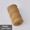 A spool of khaki 3mm cotton macrame cord measuring 100 meters.