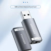 A black ESSAGER USB to 3.5mm external sound card adapter with headphone and microphone jacks.