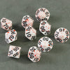Opaque White Polyhedral Dice Set with Blood Effect for Tabletop RPGs