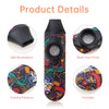 Product details showing an ABS mouthpiece, a multi-gear knob, colorful patterns, and a portable item.