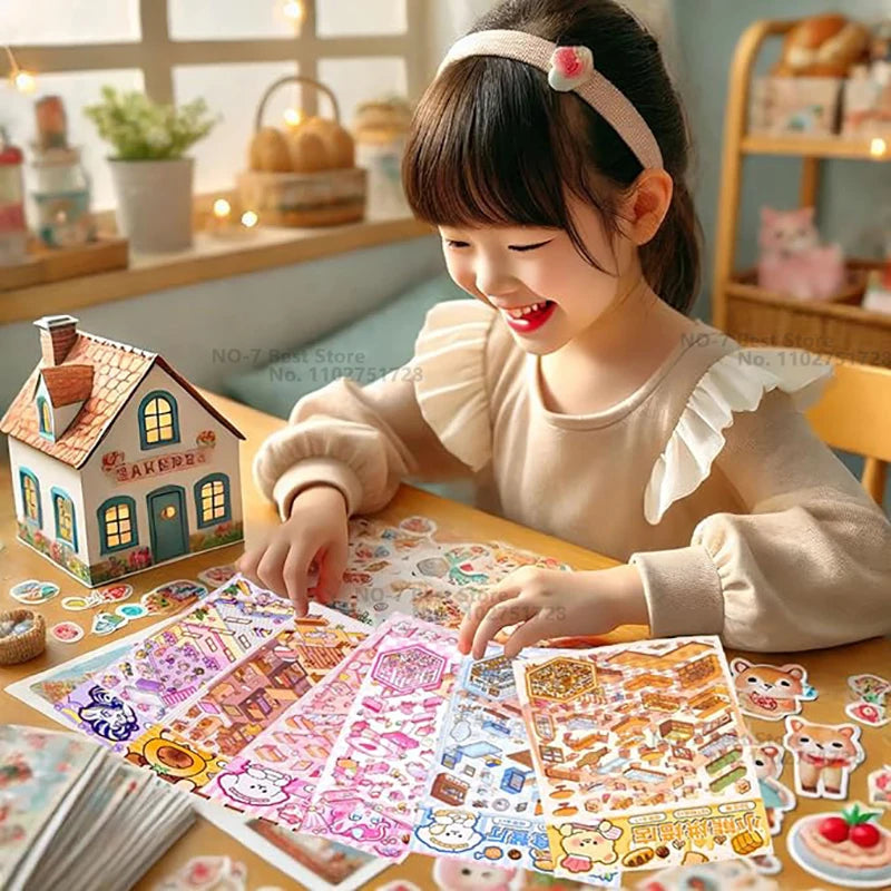 3D Cartoon Sticker Book with 20 Interactive Scenes