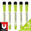 Five green magnetic dry-erase whiteboard markers in a tube set